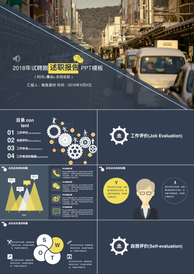 2018年试聘期 述职报告 PPT模板