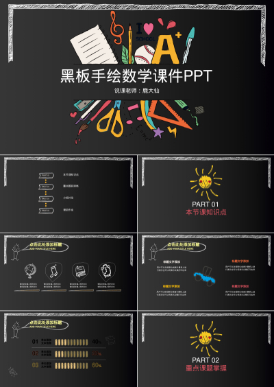 黑板手绘数学课件PPT